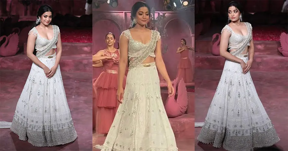 Rashmika Mandana Contemporary Charm in a Rust-Red Lehenga