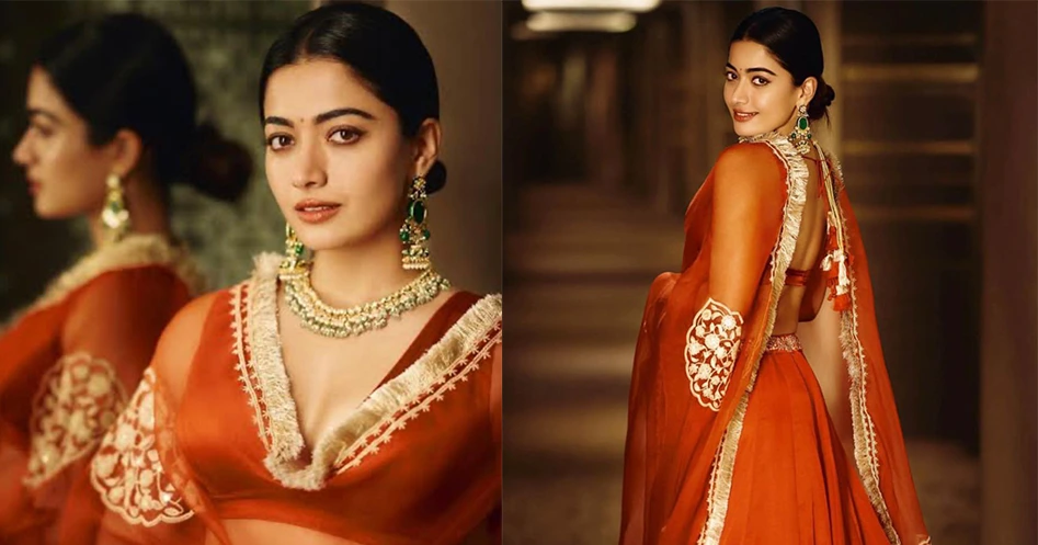 Rashmika Mandana Red lehenga
