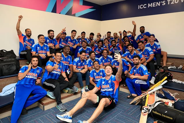 Team India Celebrating its t20 world cup win