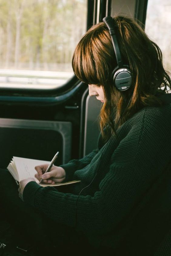 a girl wearing headphones