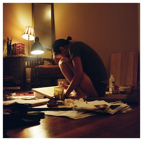 An artists working late at night